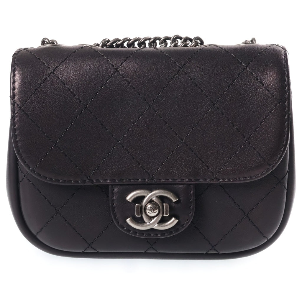 CHANEL(シャネル) ワイルドステッチ チェーンショルダーバッグ シルバー金具 ブラック レザー 20番台 レディース