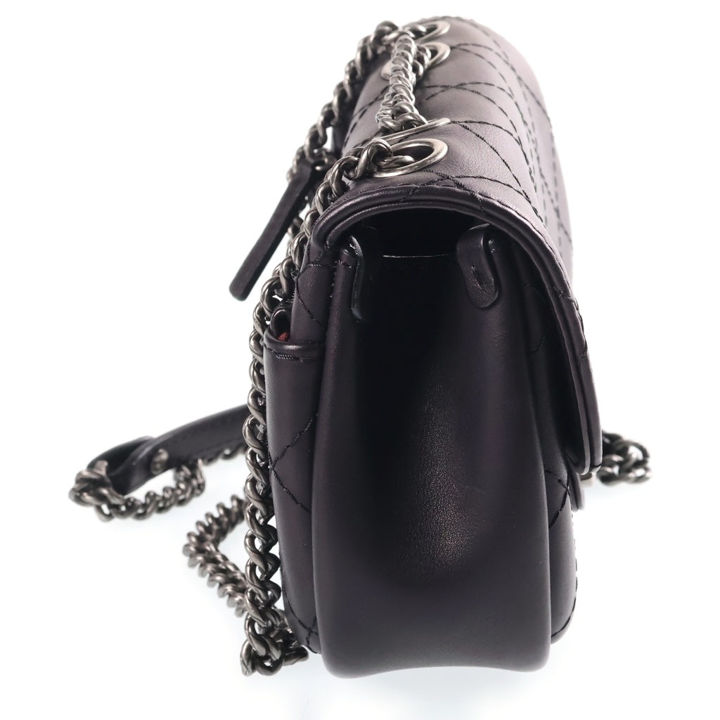 CHANEL(シャネル) ワイルドステッチ チェーンショルダーバッグ シルバー金具 ブラック レザー 20番台 レディース