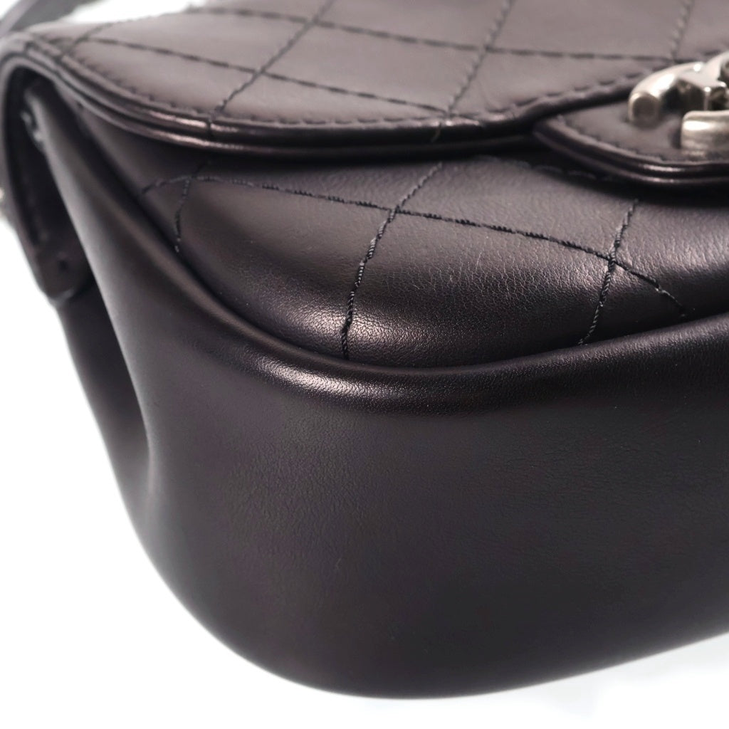 CHANEL(シャネル) ワイルドステッチ チェーンショルダーバッグ シルバー金具 ブラック レザー 20番台 レディース