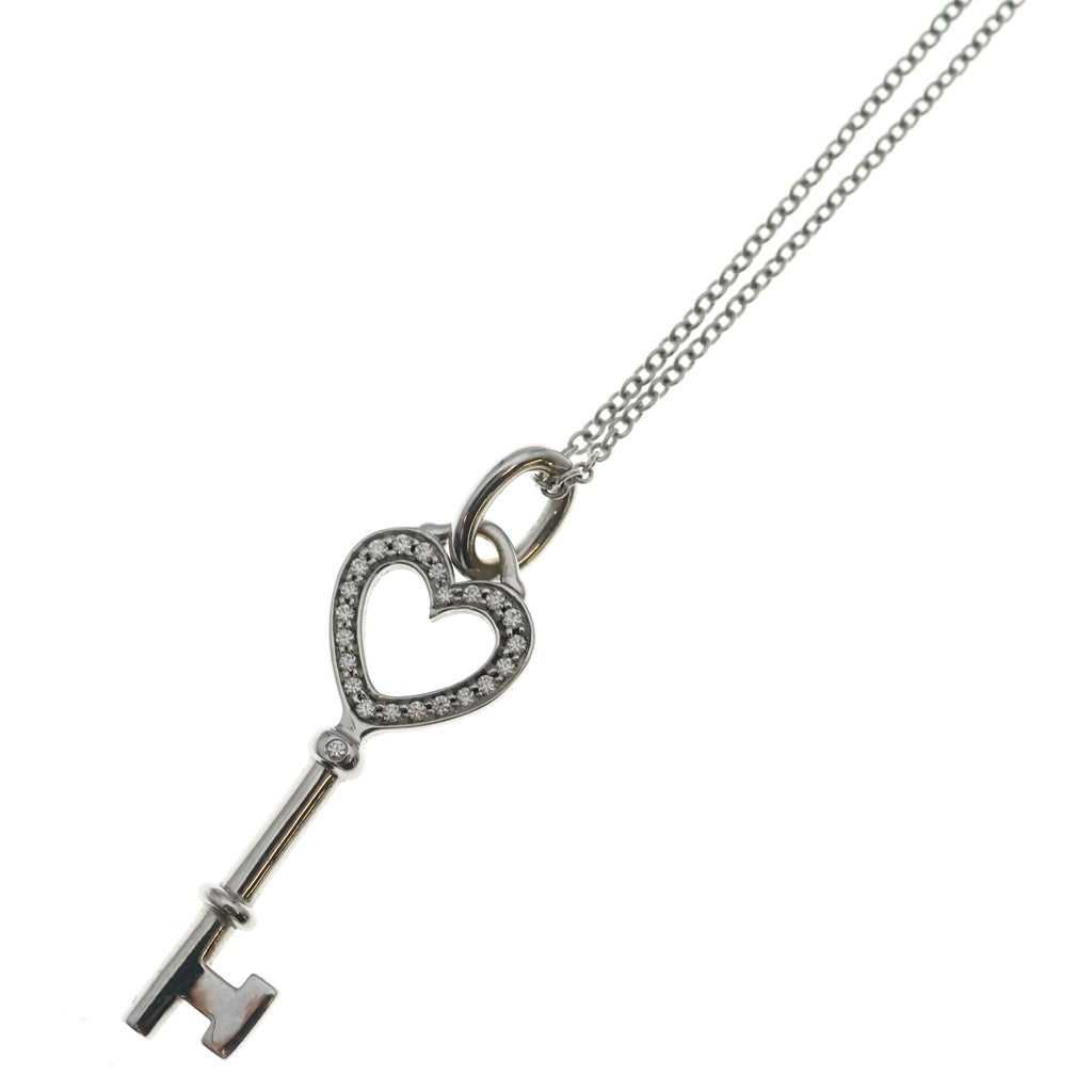 TIFFANY & Co.(ティファニー) ハートキー ダイヤ ネックレス ペンダント チェーン ホワイトゴールド 750WG レディース