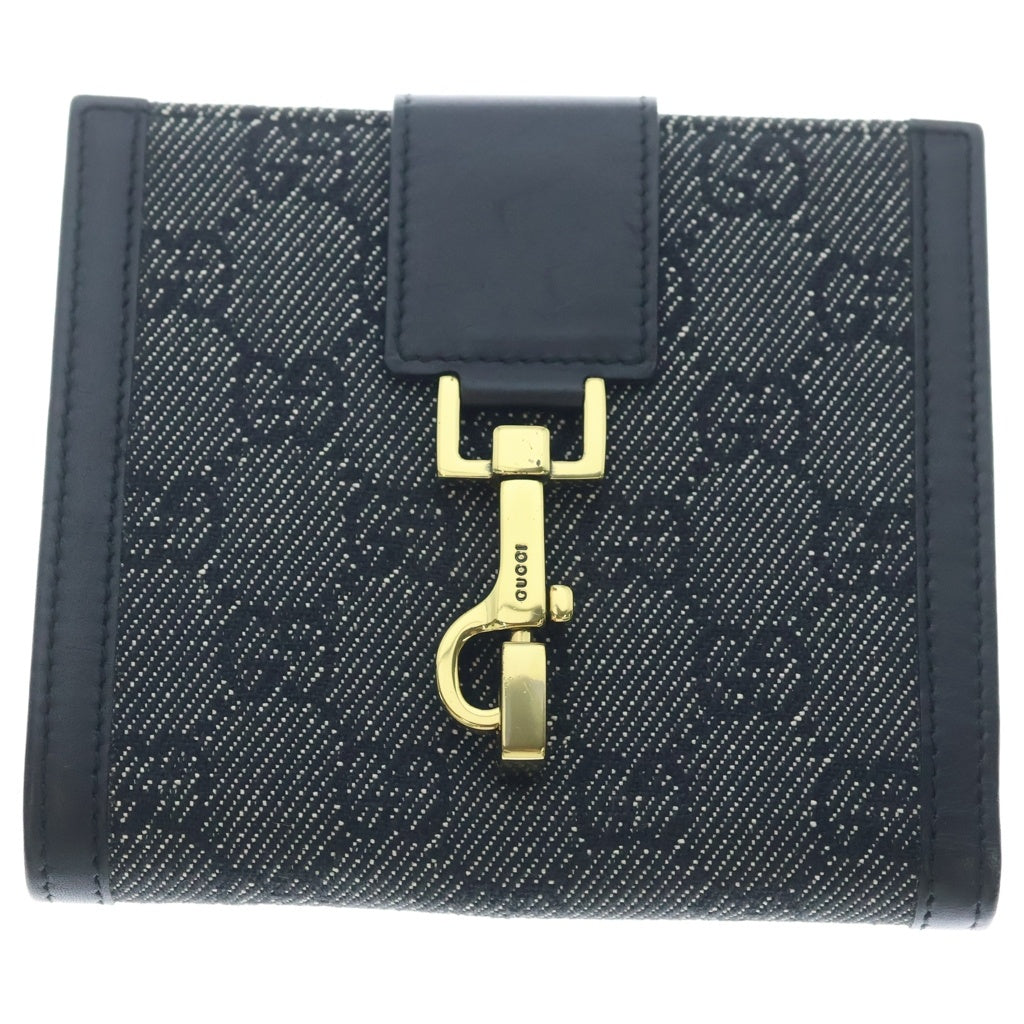 GUCCI(グッチ) ■ジャッキー 二つ折り財布 GGキャンバス グレー/ブラック キャンバス 92722 レディース