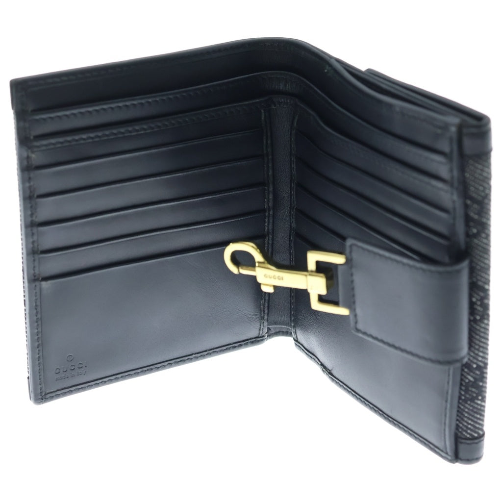 GUCCI(グッチ) ■ジャッキー 二つ折り財布 GGキャンバス グレー/ブラック キャンバス 92722 レディース