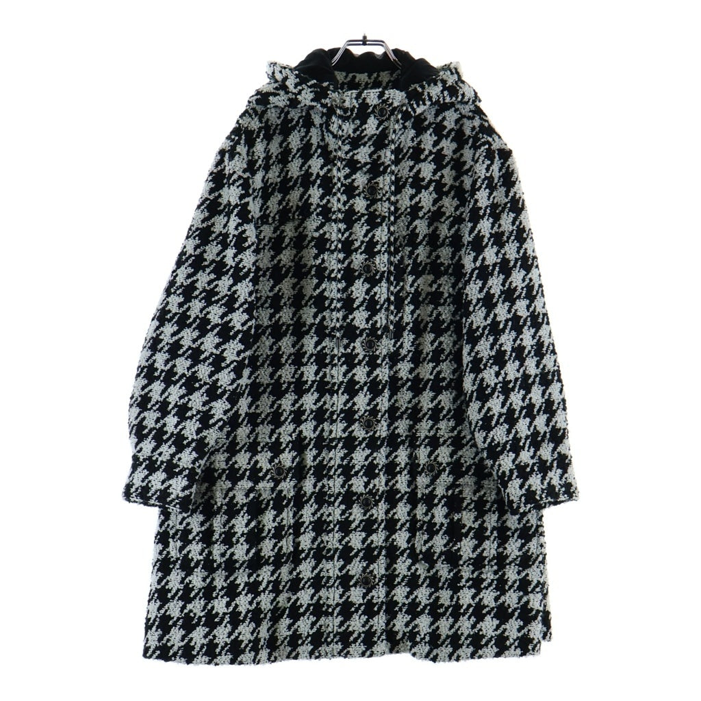 CHANEL(シャネル) 16AW Houndstooth Tweed Coat 千鳥格子柄 ツイードコート ジップアップ フード ブラック/ホワイト P54695V41111 レディース