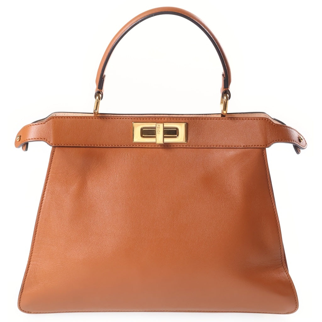 FENDI(フェンディ) ピーカブー ミディアム 2WAYハンドバッグ ショルダーバッグ ブラウン レザー ゴールド金具 レディース