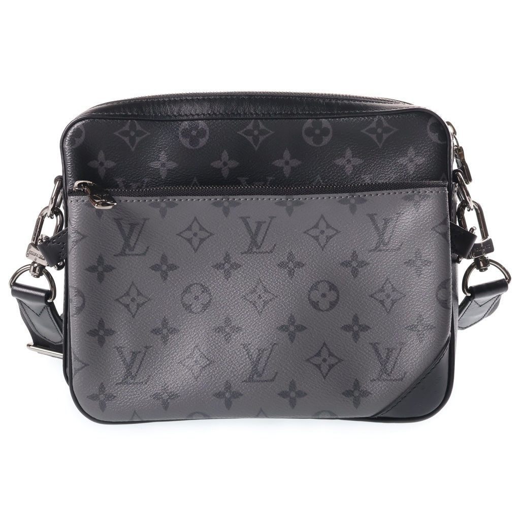 LOUIS VUITTON(ルイヴィトン) モノグラムエクリプス トリオメッセンジャー ショルダーバッグ ブラック×グレー レザー×PVC M69443 シルバー金具