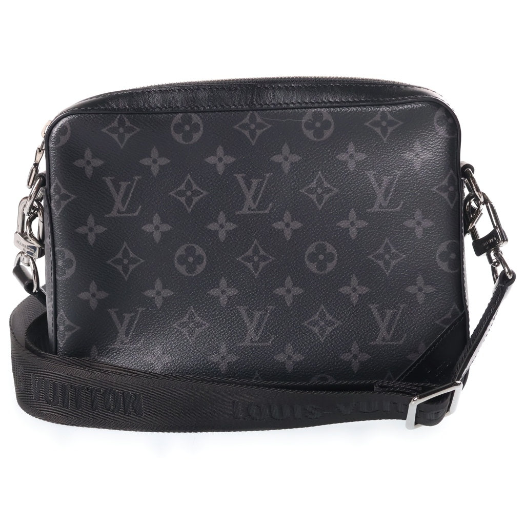 LOUIS VUITTON(ルイヴィトン) モノグラムエクリプス トリオメッセンジャー ショルダーバッグ ブラック×グレー レザー×PVC M69443 シルバー金具