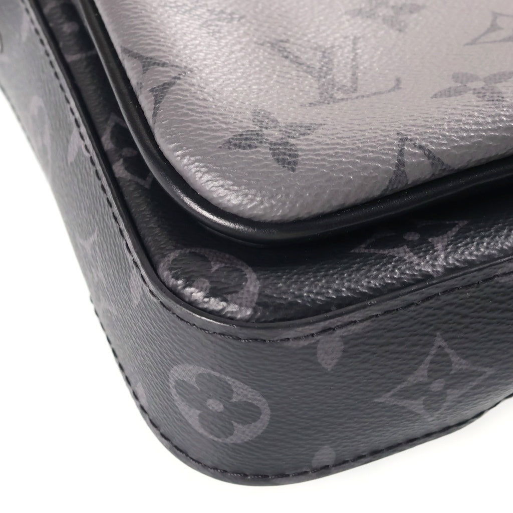 LOUIS VUITTON(ルイヴィトン) モノグラムエクリプス トリオメッセンジャー ショルダーバッグ ブラック×グレー レザー×PVC M69443 シルバー金具