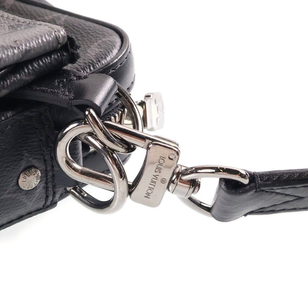 LOUIS VUITTON(ルイヴィトン) モノグラムエクリプス トリオメッセンジャー ショルダーバッグ ブラック×グレー レザー×PVC M69443 シルバー金具