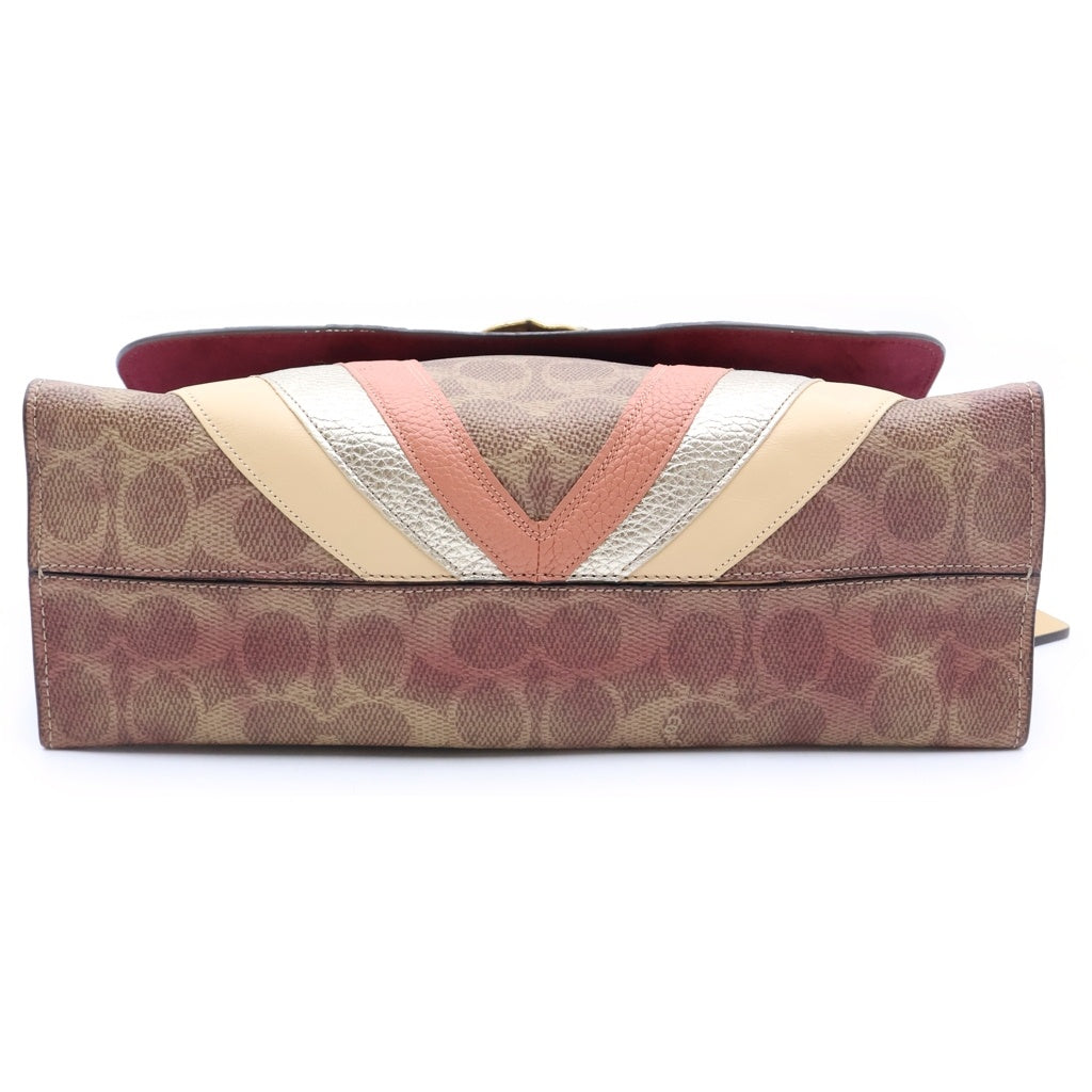 COACH(コーチ) シグネチャーキャンバス フラワー チェーンショルダーバッグ ピンク PVC 69526 ゴールド金具 レディース
