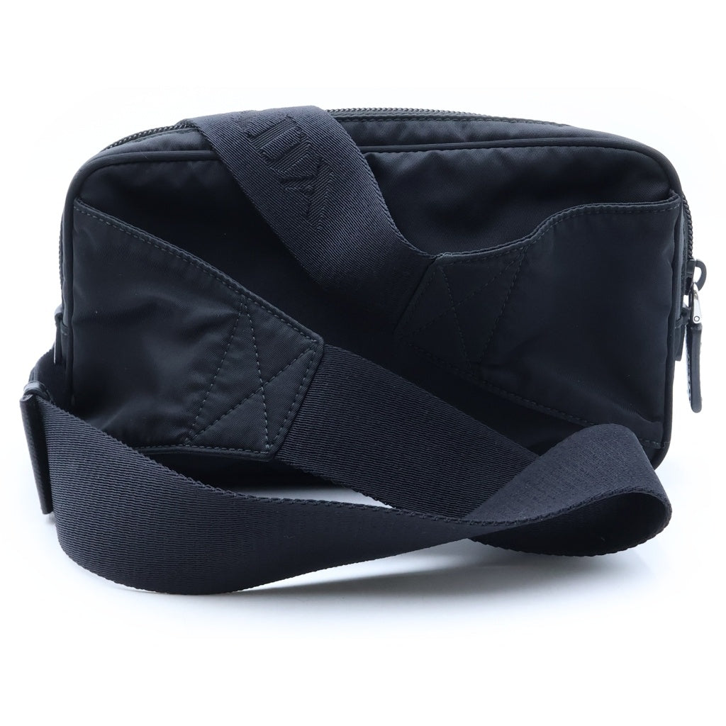 PRADA(プラダ) Re-Nylon TESSUTO MONTAGN ショルダーバッグ ウエストボディバッグ ブラック ナイロン サフィアーノ 2VL977 シルバー金具 レディース