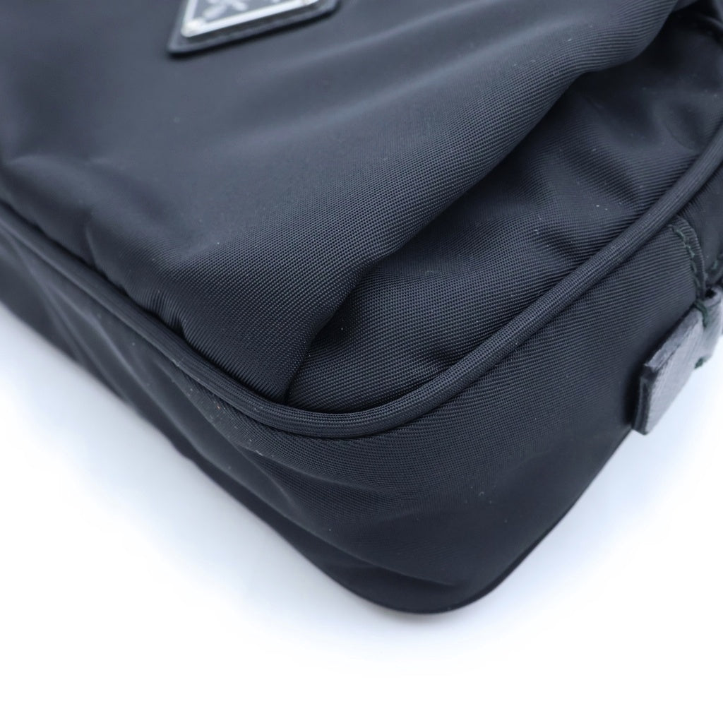 PRADA(プラダ) Re-Nylon TESSUTO MONTAGN ショルダーバッグ ウエストボディバッグ ブラック ナイロン サフィアーノ 2VL977 シルバー金具 レディース
