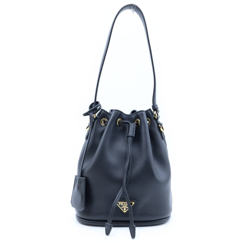 PRADA(プラダ) 2WAYショルダーバッグ ハンドバッグ ブラック レザー 1BE067 ゴールド金具 レディース