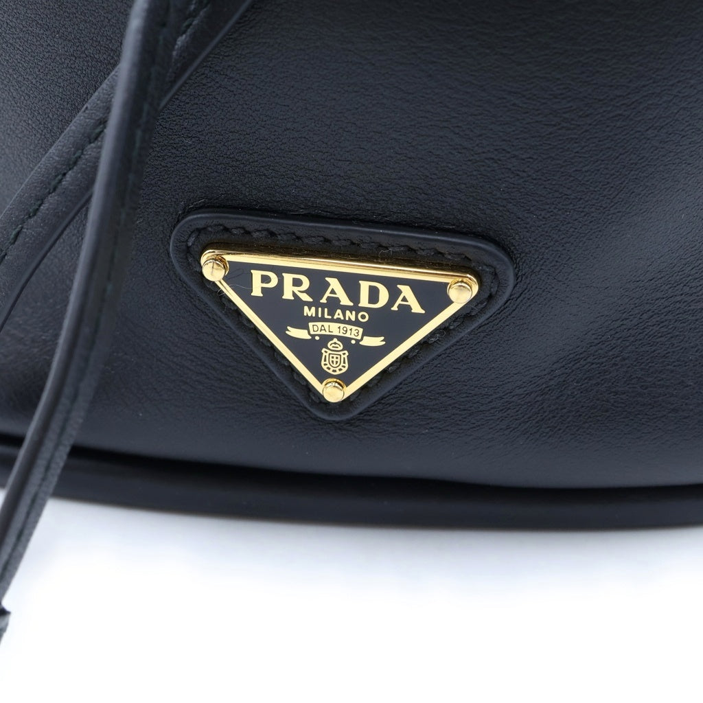 PRADA(プラダ) 2WAYショルダーバッグ ハンドバッグ ブラック レザー 1BE067 ゴールド金具 レディース