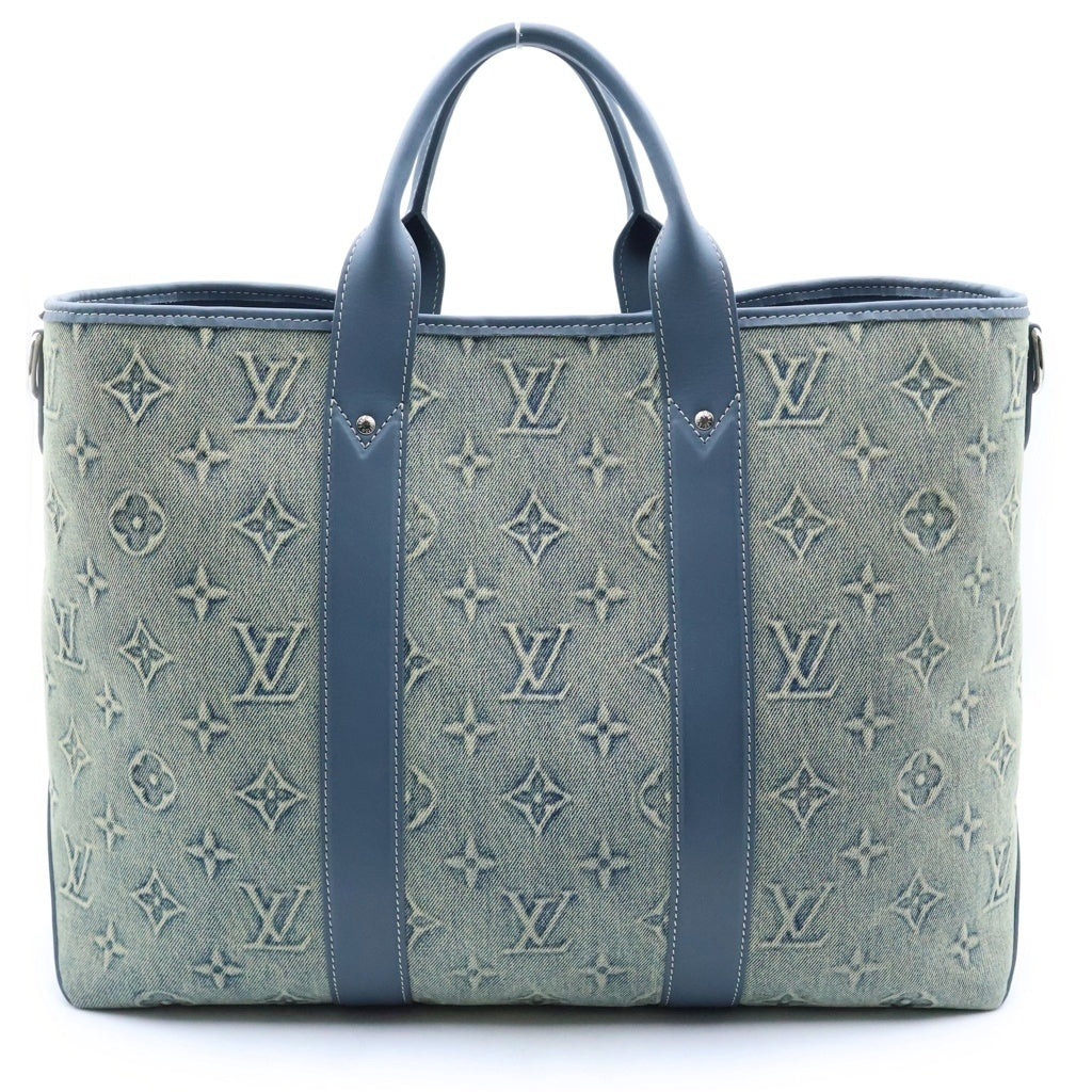 LOUIS VUITTON(ルイヴィトン) モノグラムウォッシュデニム ウィークエンド トートNM 2WAYハンドバッグ トートバッグ ショルダーバッグ インディゴブルー レザー×デニム M22537 シルバー金具 レディース