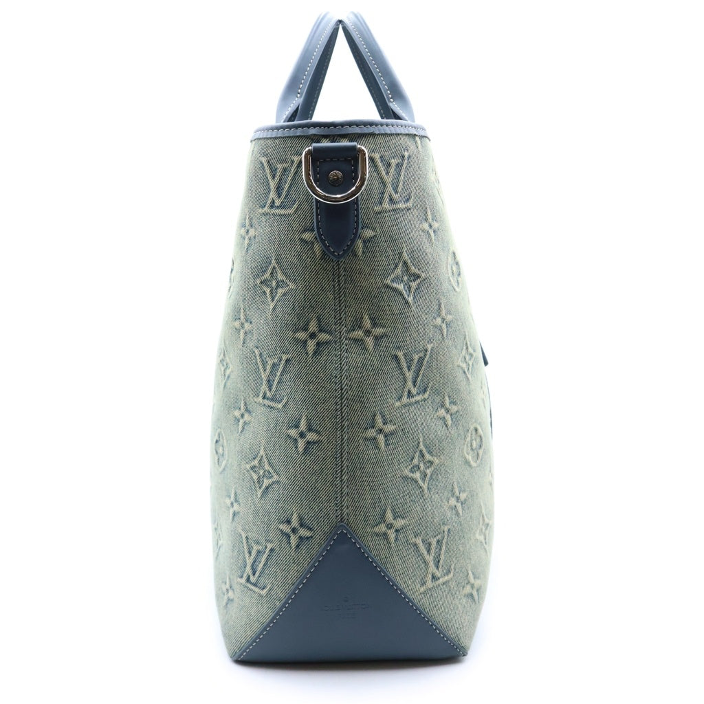 LOUIS VUITTON(ルイヴィトン) モノグラムウォッシュデニム ウィークエンド トートNM 2WAYハンドバッグ トートバッグ ショルダーバッグ インディゴブルー レザー×デニム M22537 シルバー金具 レディース