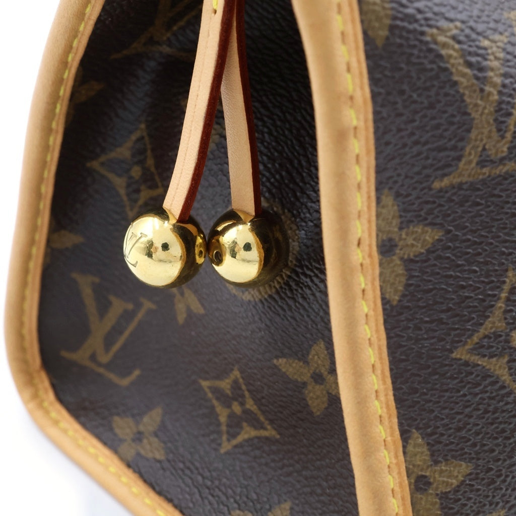 LOUIS VUITTON(ルイヴィトン) モノグラム ポパンクール ハンドバッグ ブラウン レザー×PVC M40009 ゴールド金具 レディース