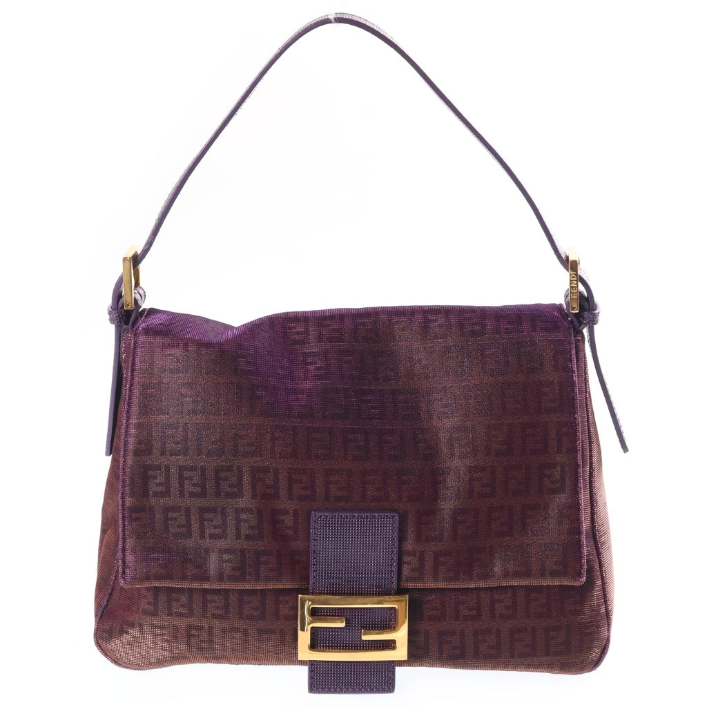FENDI(フェンディ) マンマバケット ワンショルダー バッグ ズッカ柄 メタリック ラメ キャンバス ブラウン/パープル/ ゴールド 8BR001ーEY6 レディース