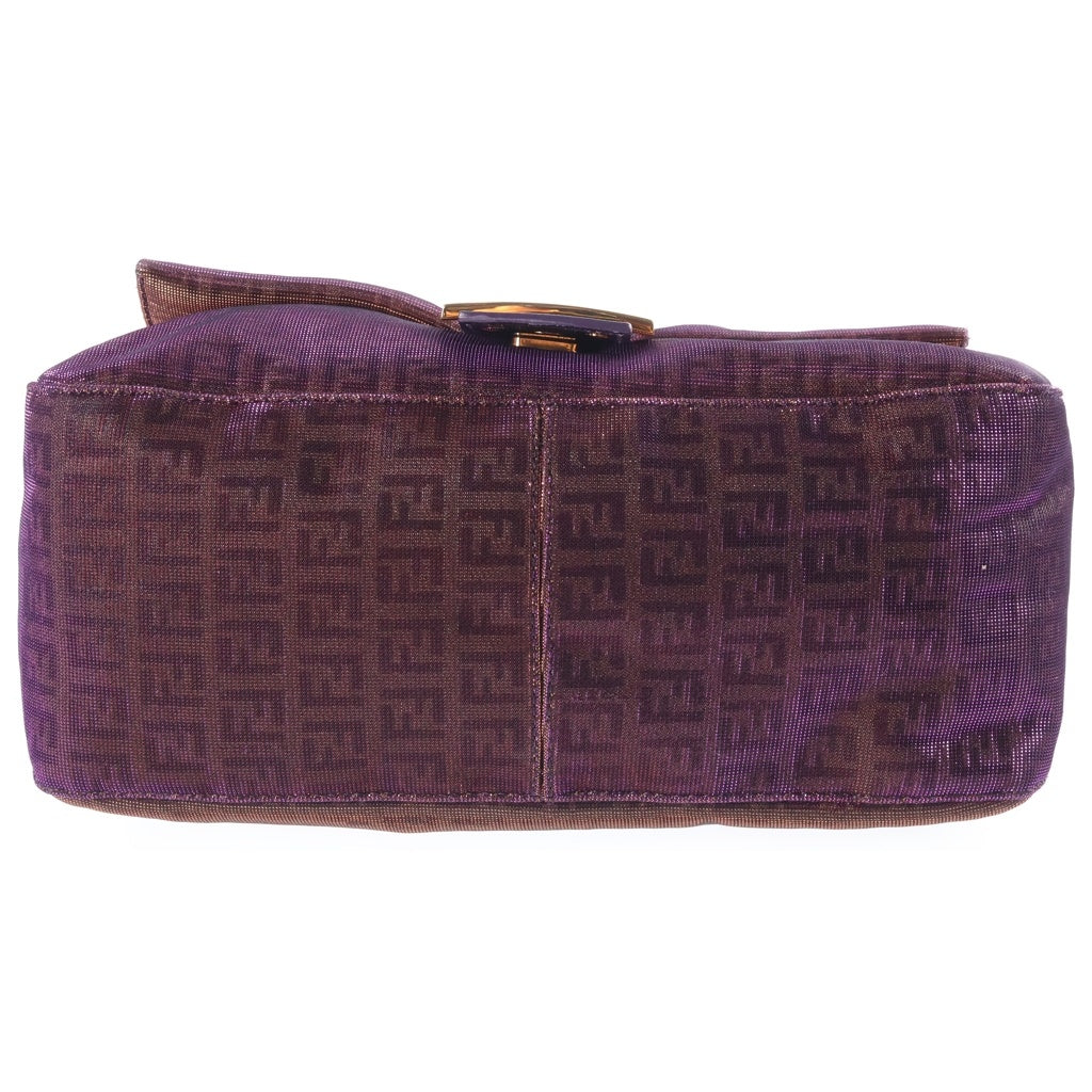 FENDI(フェンディ) マンマバケット ワンショルダー バッグ ズッカ柄 メタリック ラメ キャンバス ブラウン/パープル/ ゴールド 8BR001ーEY6 レディース