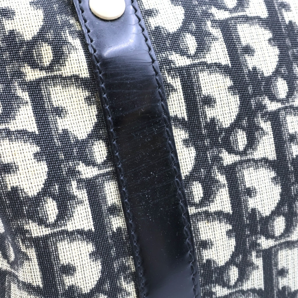 Christian Dior(クリスチャンディオール) トロッター ミニボストンバッグ ハンドバッグ ブラック レザー PZ0092 ゴールド金具 レディース