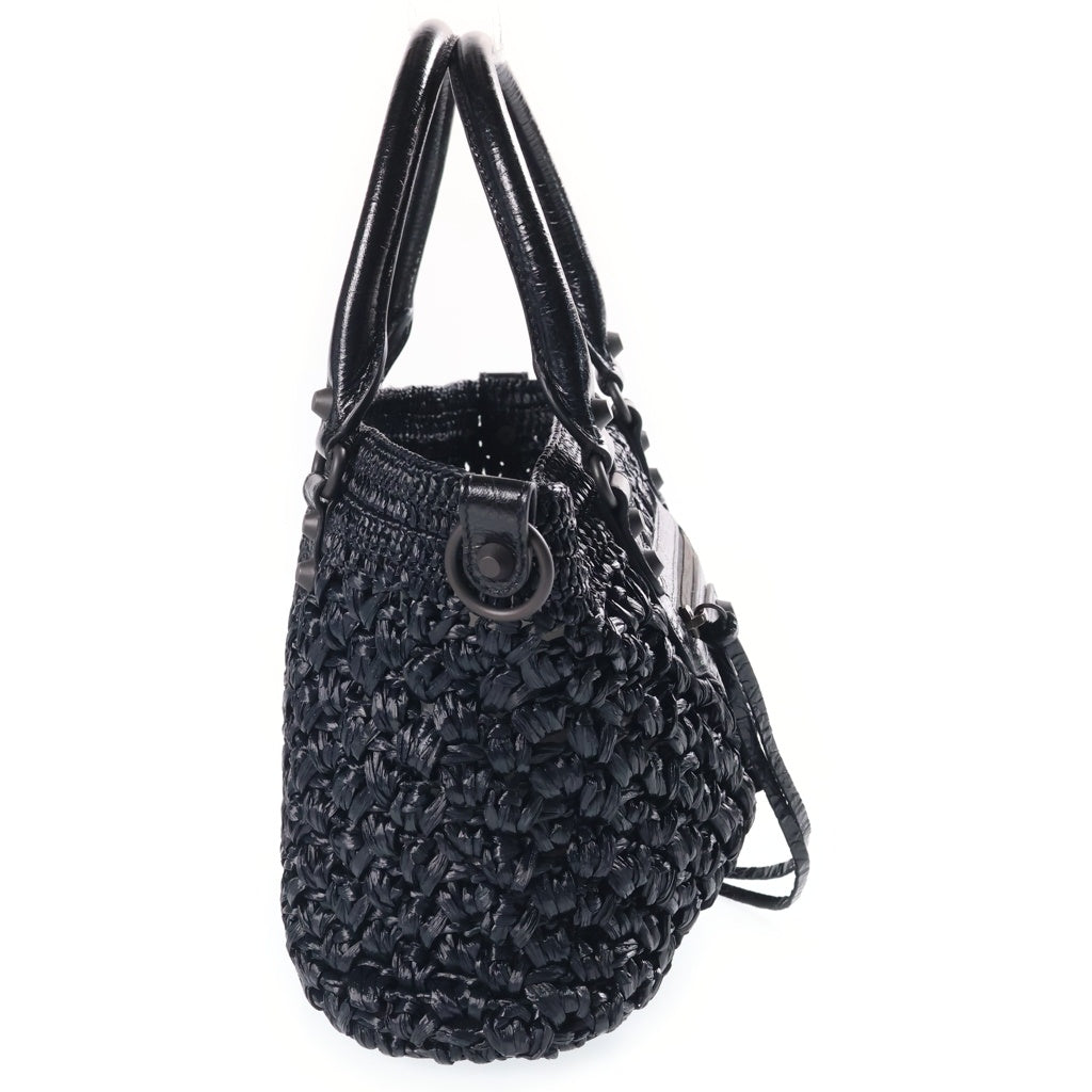 BALENCIAGA(バレンシアガ) シティ 2WAYバッグ ハンドバッグ ショルダーバッグ ブラック レザー×ラフィア 866500 レディース
