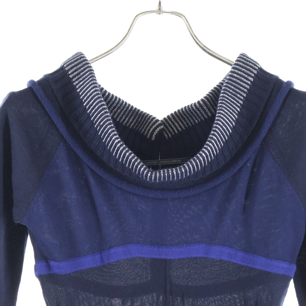 MARITHE FRANCOIS GIRBAUD(マリテフランソワジルボー) ラメ ボーダー ウール ニット ワンピース ネイビー レディース MFG01083