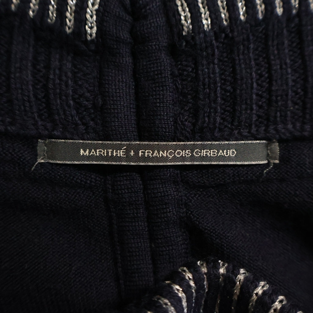 MARITHE FRANCOIS GIRBAUD(マリテフランソワジルボー) ラメ ボーダー ウール ニット ワンピース ネイビー レディース MFG01083