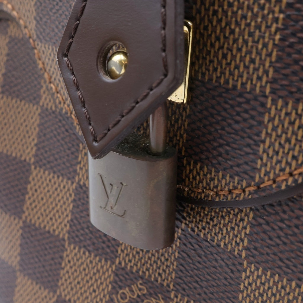 LOUIS VUITTON(ルイヴィトン) ダミエ ドゥオモ ハンドバッグ ブラウン レザー×PVC N60008 ゴールド金具 レディース