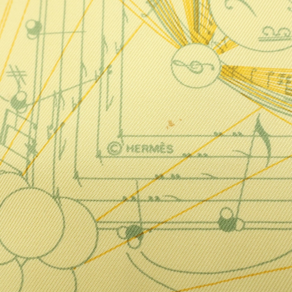 HERMES(エルメス) プチカレ40 La Musique des Spheres 球体が奏でる音楽 シルク スカーフ イエロー レディース