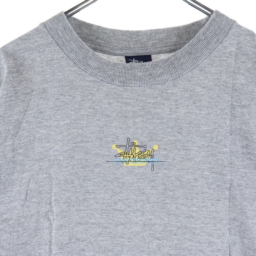 STUSSY(ステューシー) 90s OLD World Map Tee 地球儀 初期クラウンロゴ 半袖Tシャツ カットソー 紺タグ USA製 グレー