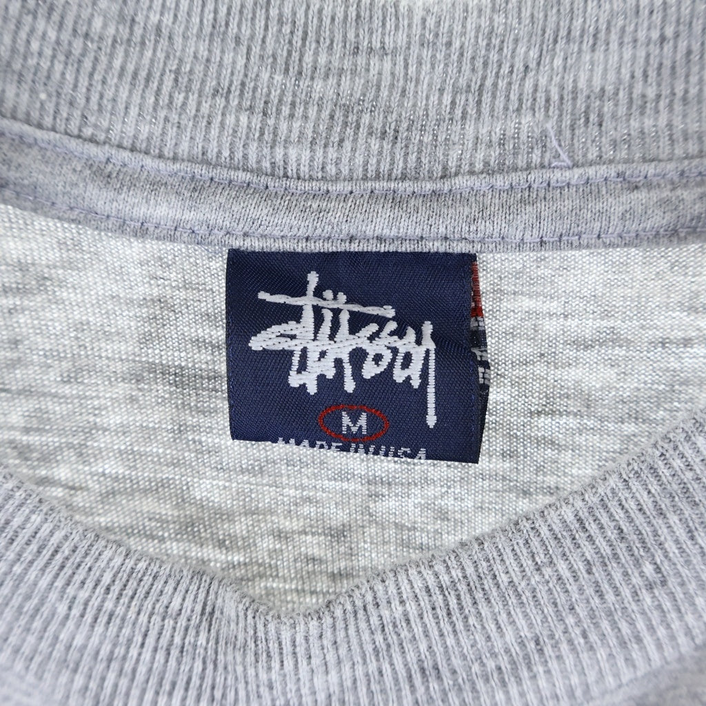 STUSSY(ステューシー) 90s OLD World Map Tee 地球儀 初期クラウンロゴ 半袖Tシャツ カットソー 紺タグ USA製 グレー