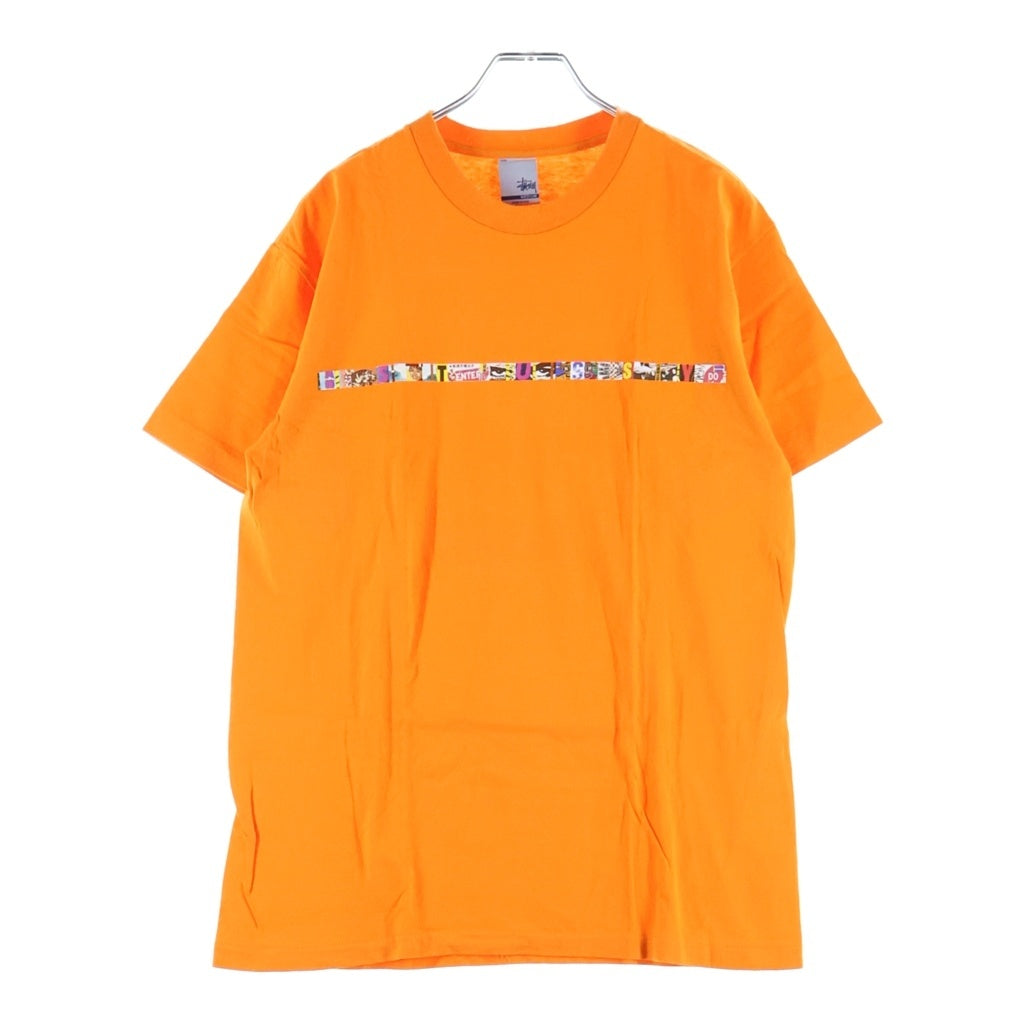 STUSSY(ステューシー) 00s OLD Japan collage Tee 日本モチーフ フォトコラージュ 半袖Tシャツ カットソー 銀タグ USA製 オレンジ