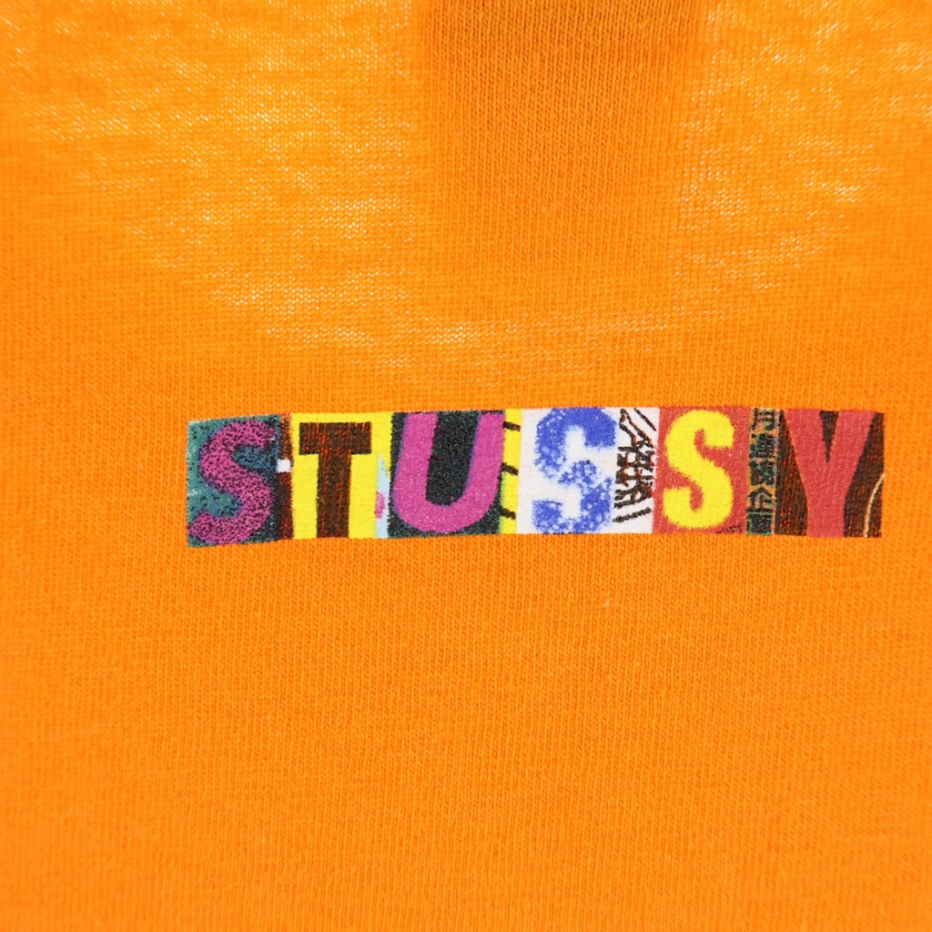 STUSSY(ステューシー) 00s OLD Japan collage Tee 日本モチーフ フォトコラージュ 半袖Tシャツ カットソー 銀タグ USA製 オレンジ