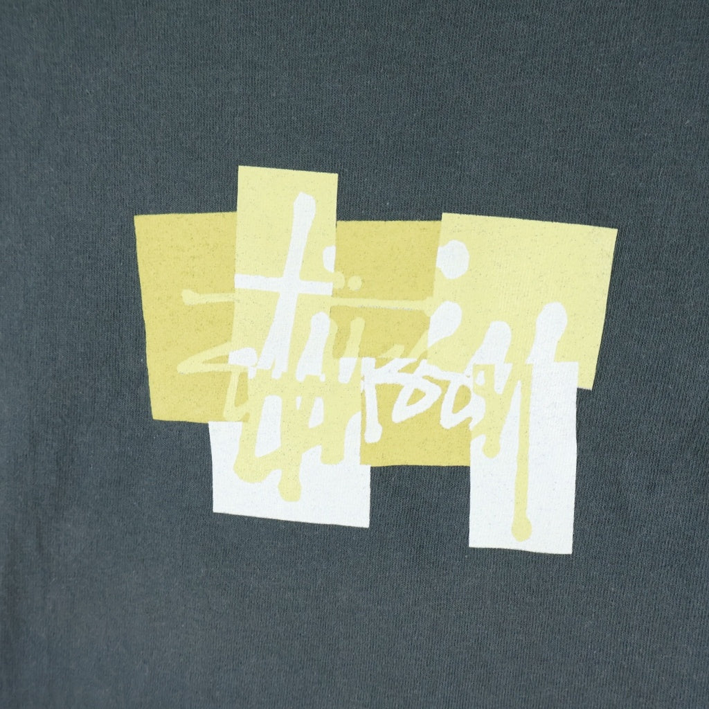 STUSSY(ステューシー) 90s OLD Block Design Tee ブロックデザイン 半袖ロゴTシャツ カットソー 紺タグ USA製 ダークグリーン