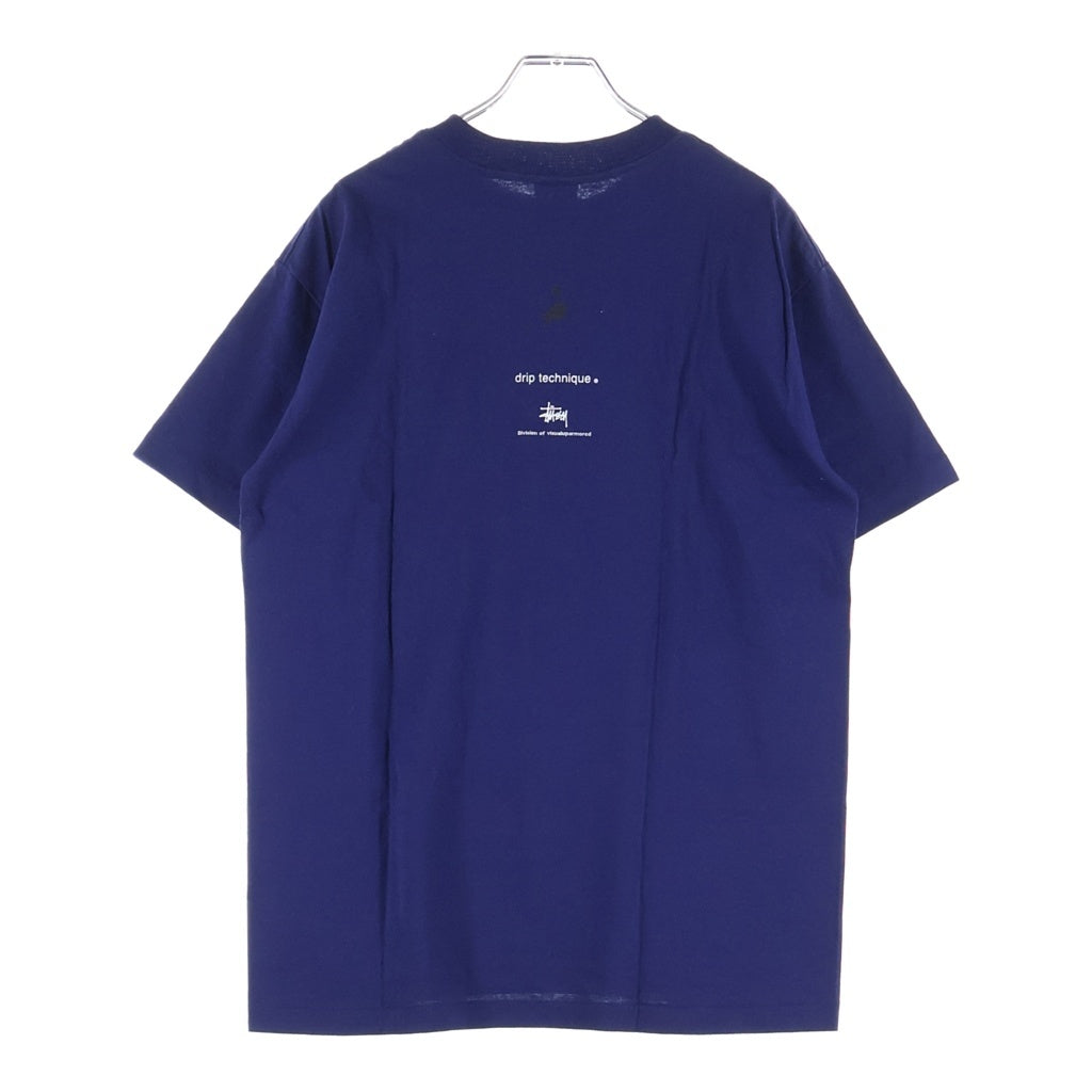 STUSSY(ステューシー) ×WTAPS 90s OLD Drip Technique ダブルタップスコラボ 両面プリント 半袖Tシャツ カットソー 紺タグ USA製 ネイビー