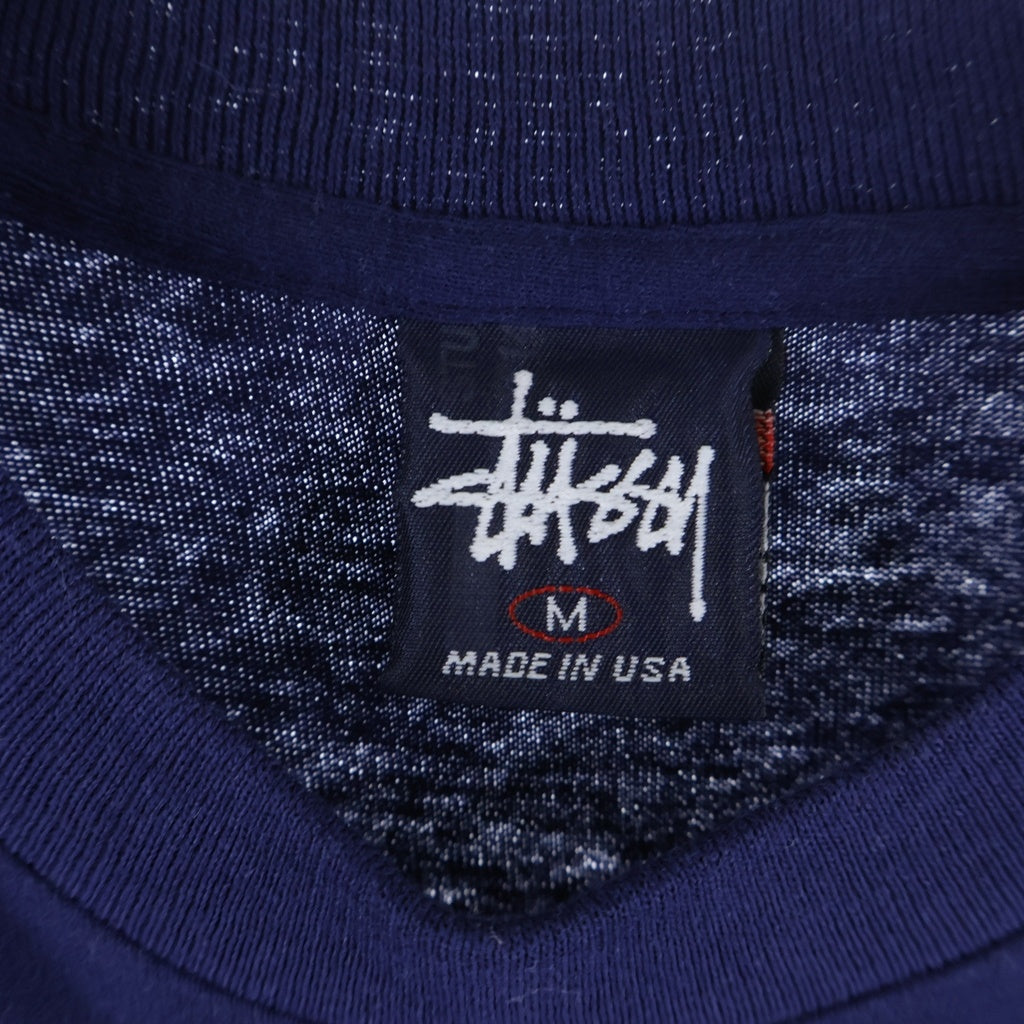 STUSSY(ステューシー) ×WTAPS 90s OLD Drip Technique ダブルタップスコラボ 両面プリント 半袖Tシャツ カットソー 紺タグ USA製 ネイビー