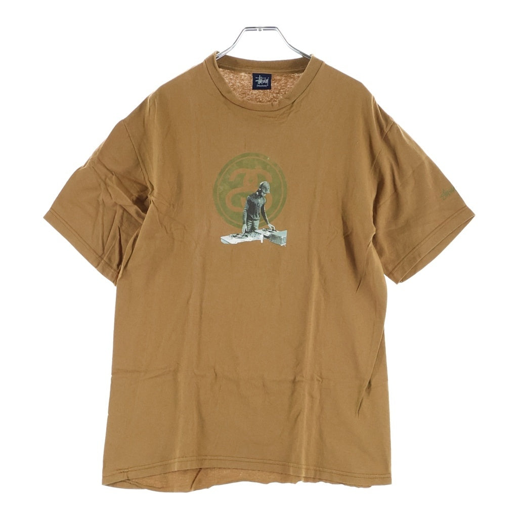 STUSSY(ステューシー) 90s OLD Grand Master DJ グランドマスター 半袖Tシャツ カットソー USA製 紺タグ ブラウン