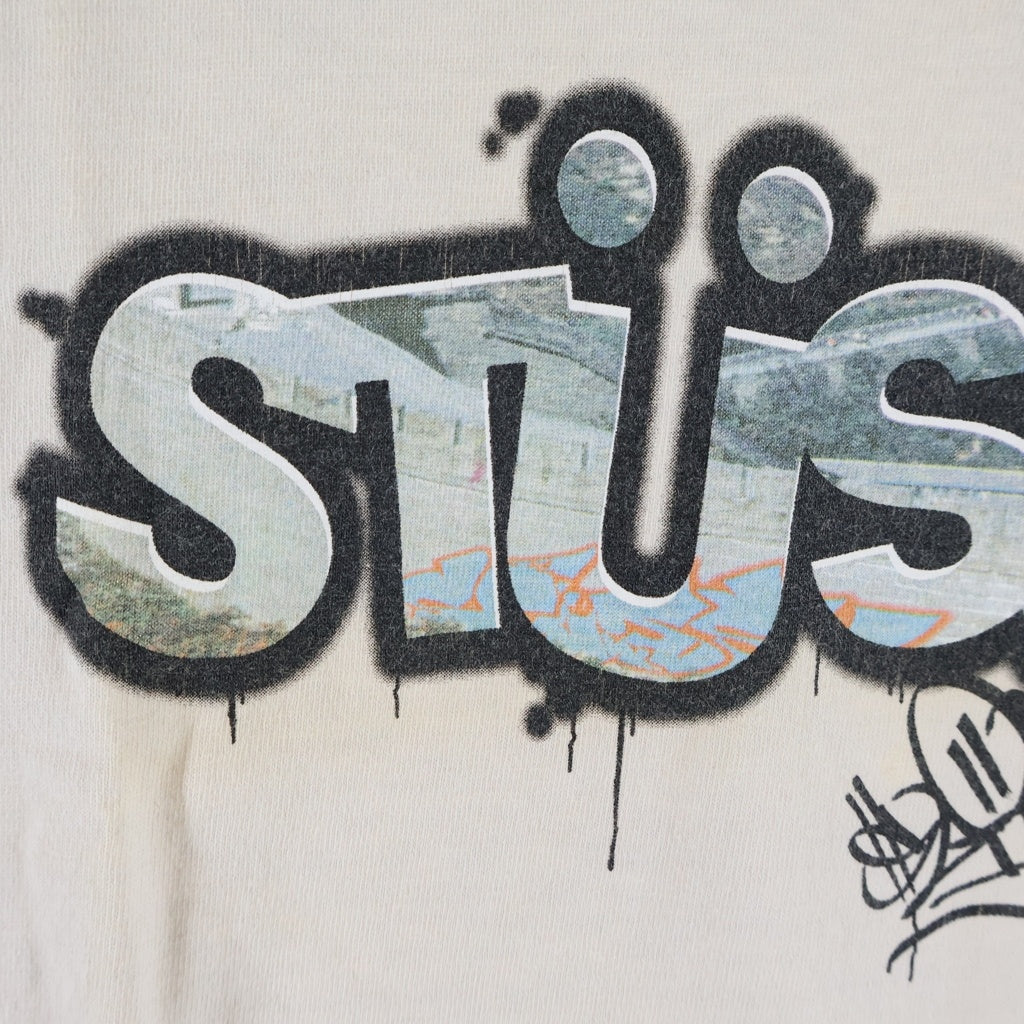 STUSSY(ステューシー) 00s OLD Slick S/S Tee NY限定 スリックデザイン 半袖Tシャツ カットソー 銀タグ USA製 グレー