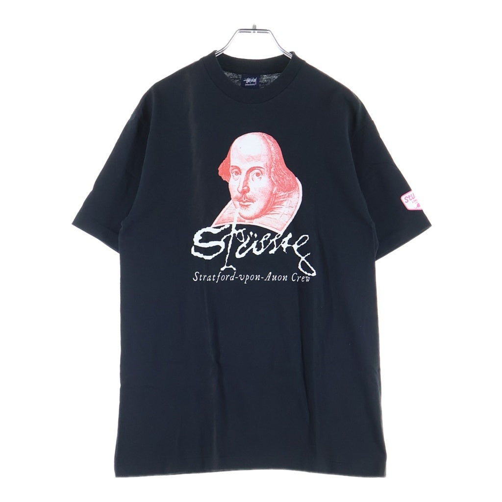 STUSSY(ステューシー) 90s OLD William Shakespeare Tee ウィリアムシェイクスピア 生誕地 半袖Tシャツ カットソー 紺タグ ブラック