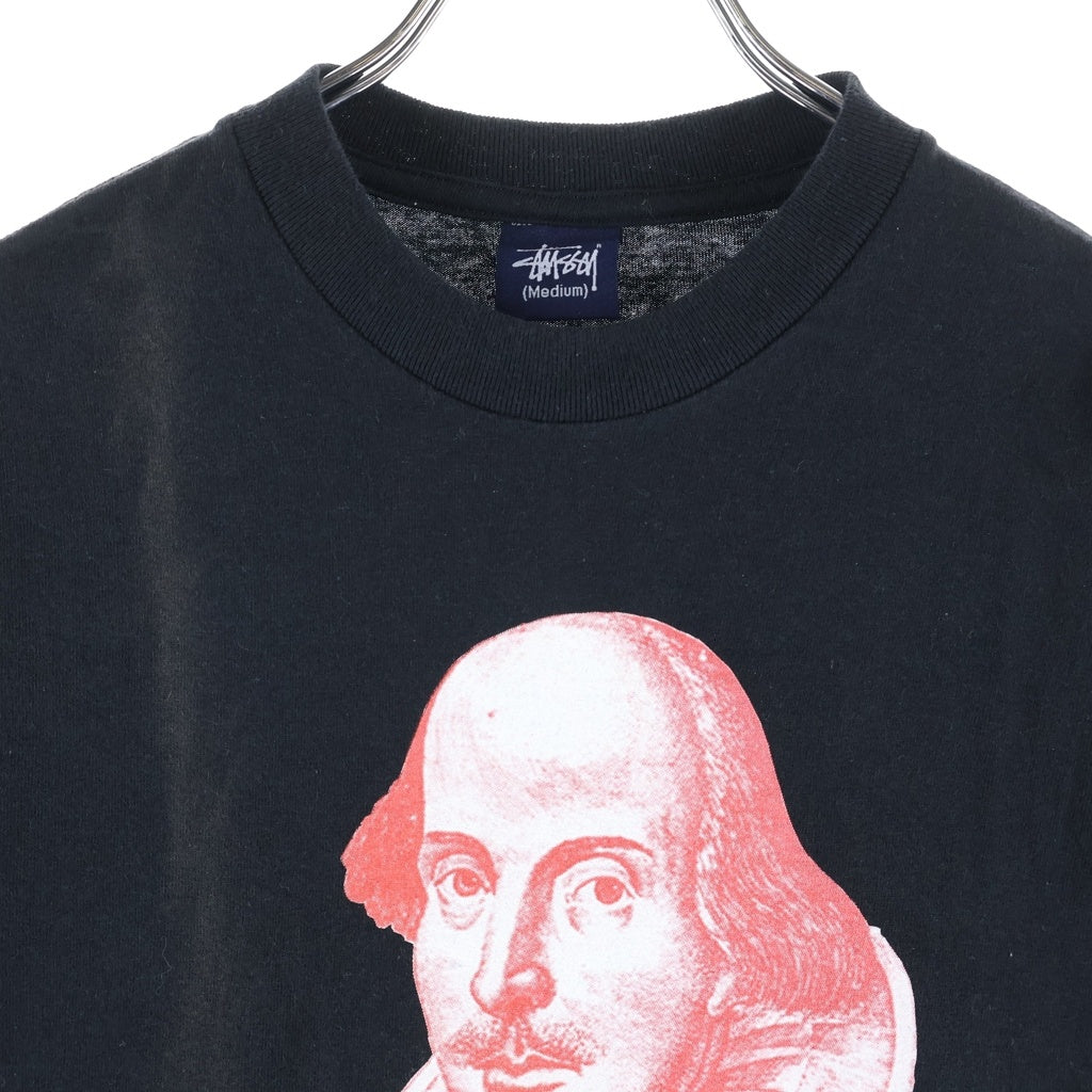 STUSSY(ステューシー) 90s OLD William Shakespeare Tee ウィリアムシェイクスピア 生誕地 半袖Tシャツ カットソー 紺タグ ブラック
