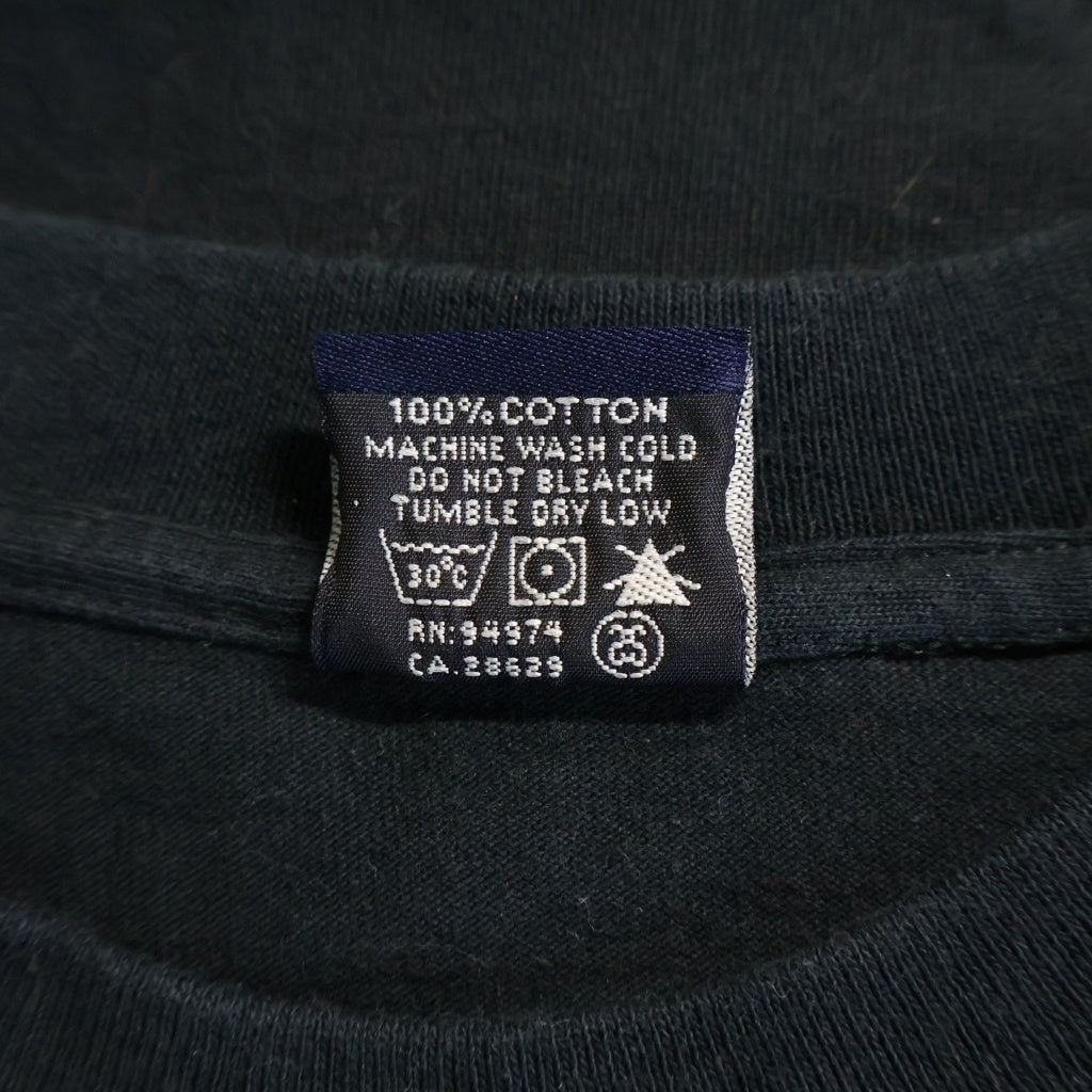 STUSSY(ステューシー) 90s OLD Wave Graphic L/S Tee 波デザイン ロングスリーブTシャツ 長袖 ロンT カットソー 紺タグ USA製 ブラック