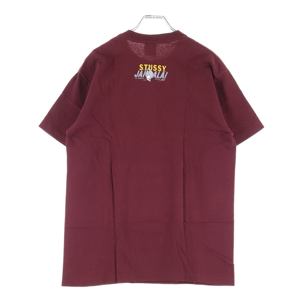 STUSSY(ステューシー) 90s OLD JAI ALAI Tee ハイ ライ 両面プリント 半袖Tシャツ カットソー 紺タグ バーガンディ