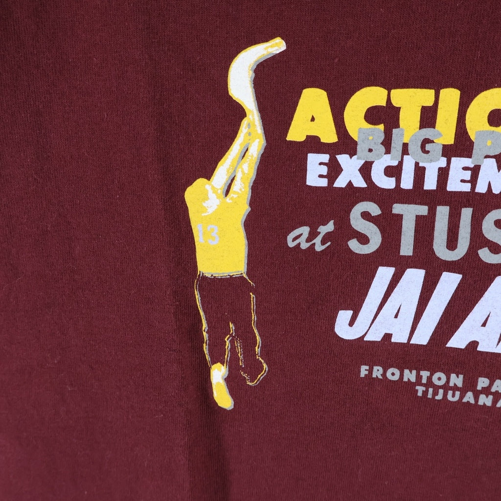 STUSSY(ステューシー) 90s OLD JAI ALAI Tee ハイ ライ 両面プリント 半袖Tシャツ カットソー 紺タグ バーガンディ