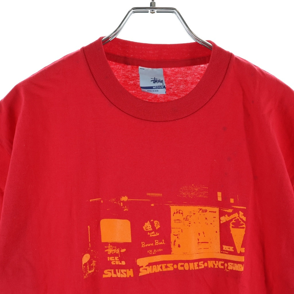 STUSSY(ステューシー) 00s OLD Ice Cream Shop Tee アイスクリーム 半袖Tシャツ カットソー 銀タグ USA製 レッド