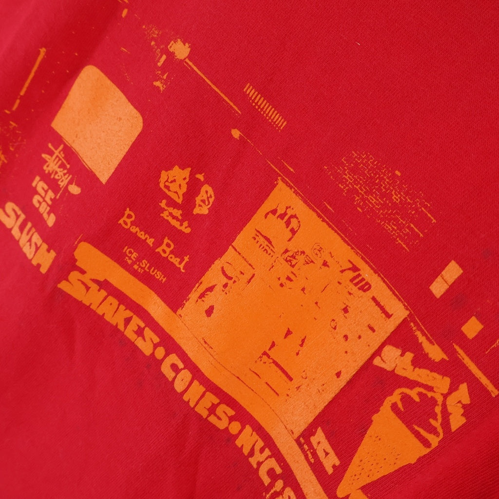 STUSSY(ステューシー) 00s OLD Ice Cream Shop Tee アイスクリーム 半袖Tシャツ カットソー 銀タグ USA製 レッド