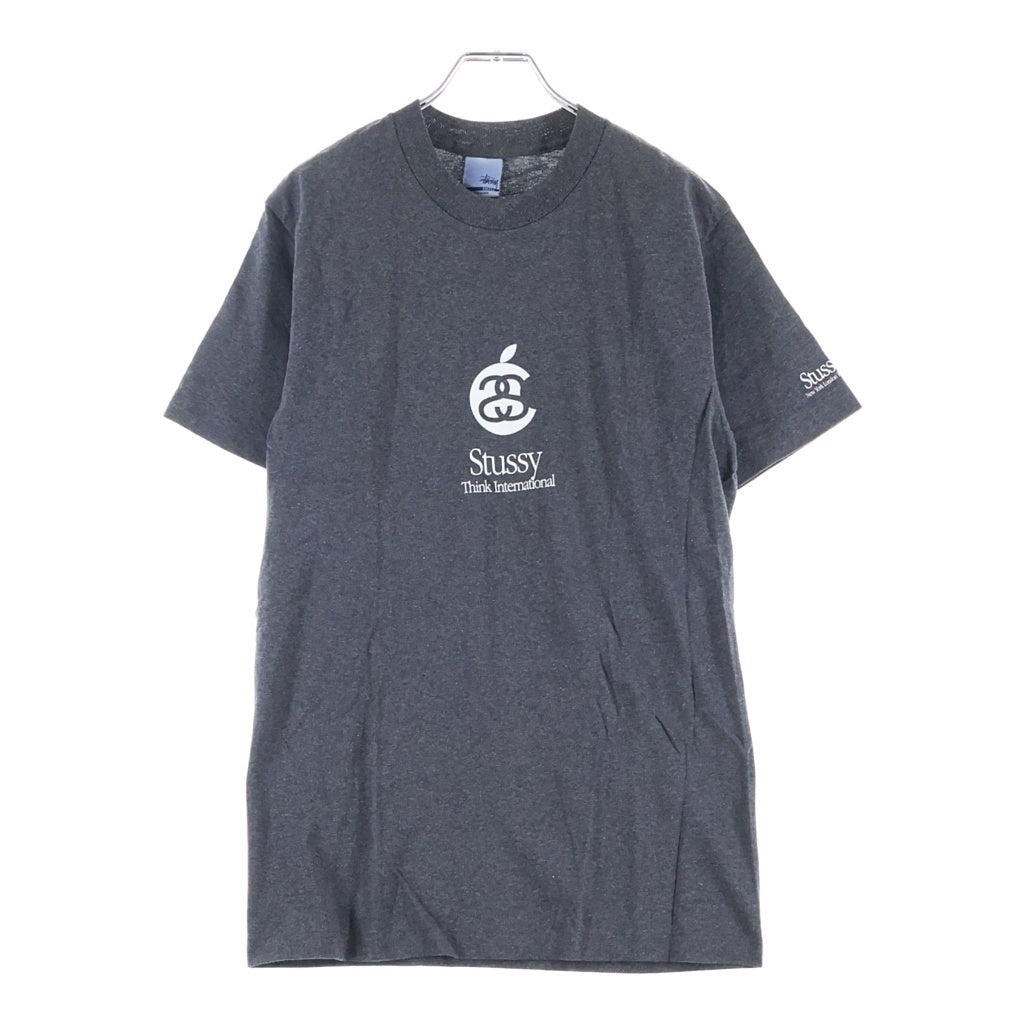 STUSSY(ステューシー) 00s OLD Apple Mac Think International アップルパロディロゴ 半袖Tシャツ カットソー 銀タグ グレー