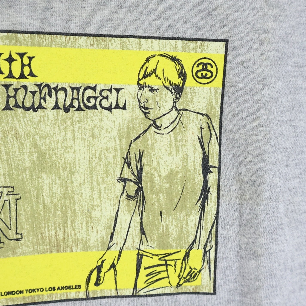 STUSSY(ステューシー) 90-00s OLD Keith Hufnage キース ハフナゲル 半袖プリントTシャツ カットソー グレー