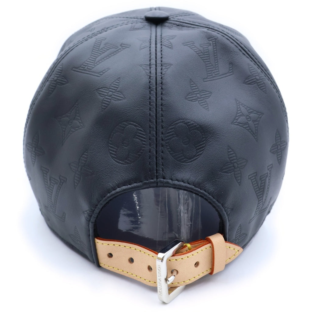 LOUIS VUITTON(ルイヴィトン) モノグラム シャドウ レザー ベースボールキャップ 帽子 ブラック M5473L レディース