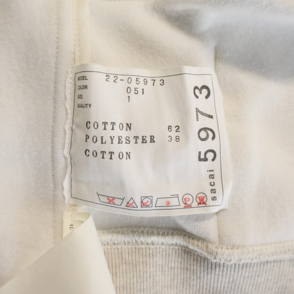 Sacai(サカイ) 22SS ジップアップ スウェット フーディー パーカー グレー 22-05973