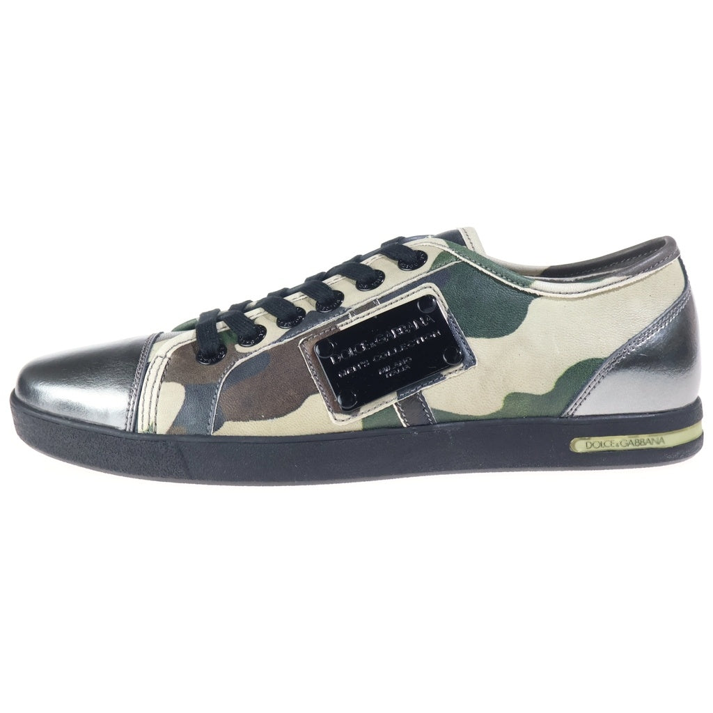 DOLCE & GABBANA(ドルチェアンドガッバーナ) カモフラージュ ローカット スニーカー 迷彩 グレージュ/カーキ/シルバー