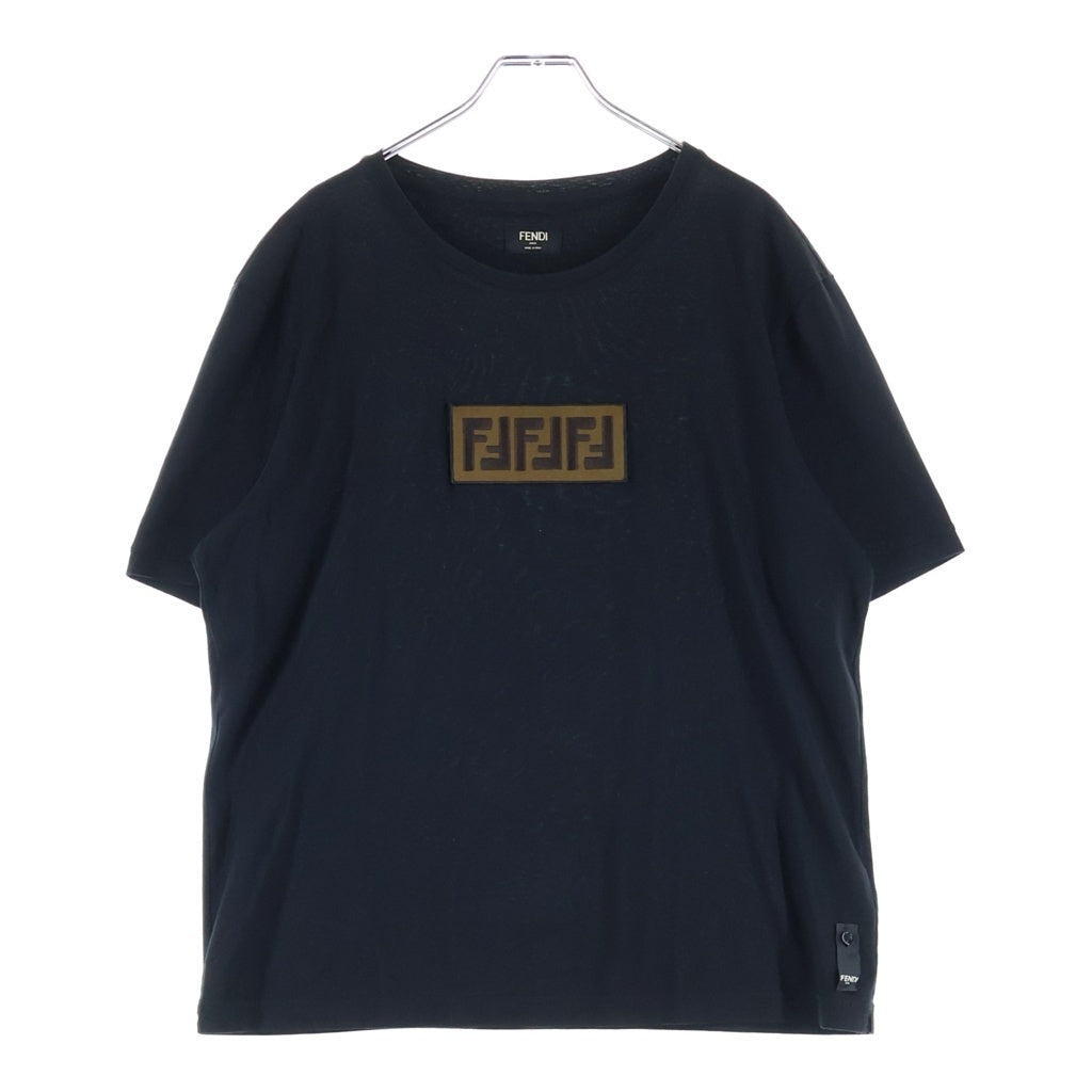FENDI(フェンディ) ボックスロゴクルーネック半袖Tシャツ カットソー ブラック FY0894 A28U レディース
